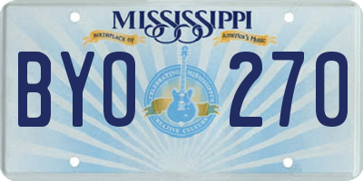 MS license plate BYO270