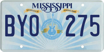 MS license plate BYO275