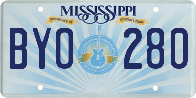 MS license plate BYO280