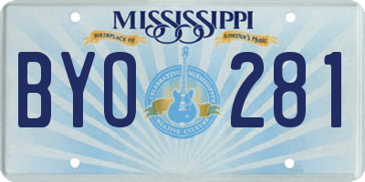 MS license plate BYO281