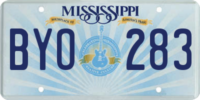 MS license plate BYO283