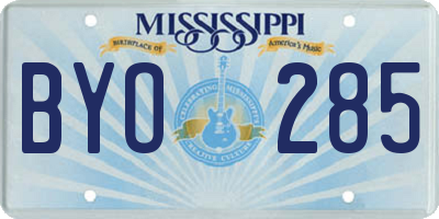 MS license plate BYO285