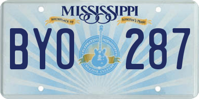 MS license plate BYO287
