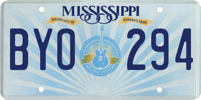MS license plate BYO294