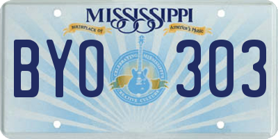 MS license plate BYO303