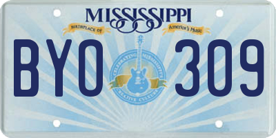 MS license plate BYO309