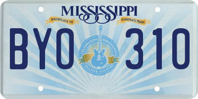 MS license plate BYO310
