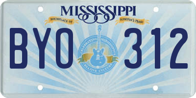 MS license plate BYO312