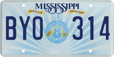 MS license plate BYO314