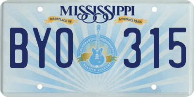 MS license plate BYO315