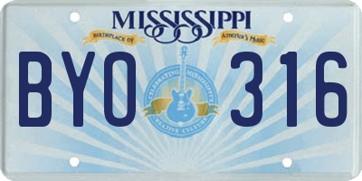 MS license plate BYO316