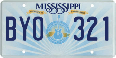 MS license plate BYO321