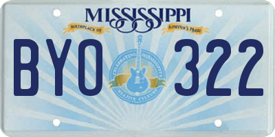 MS license plate BYO322