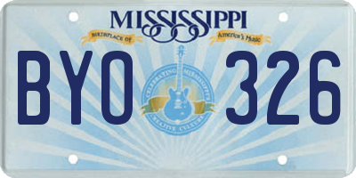 MS license plate BYO326