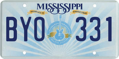 MS license plate BYO331