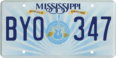 MS license plate BYO347
