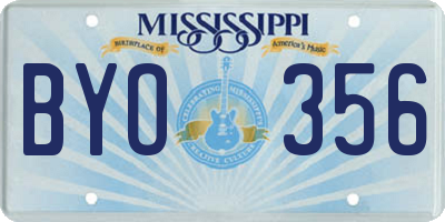 MS license plate BYO356