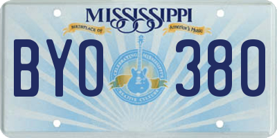 MS license plate BYO380