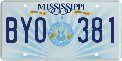 MS license plate BYO381
