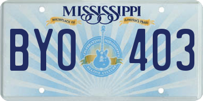 MS license plate BYO403