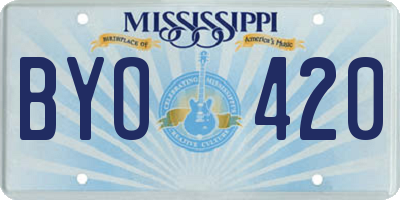 MS license plate BYO420