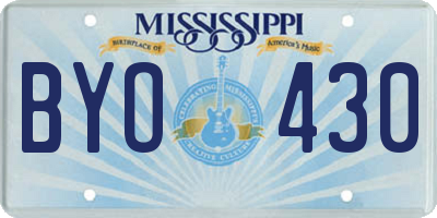 MS license plate BYO430