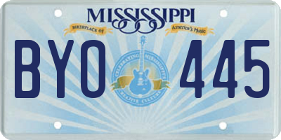 MS license plate BYO445