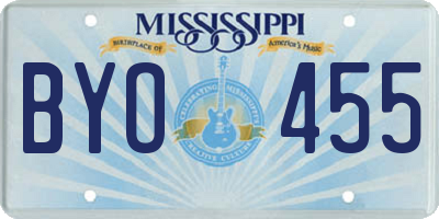 MS license plate BYO455