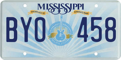 MS license plate BYO458