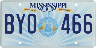 MS license plate BYO466