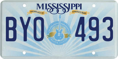 MS license plate BYO493