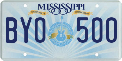 MS license plate BYO500