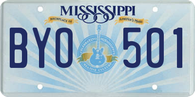 MS license plate BYO501