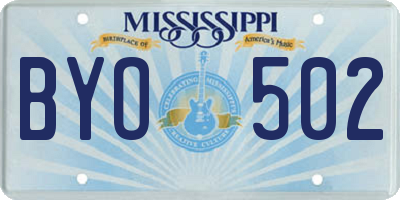 MS license plate BYO502