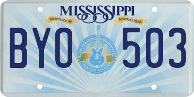 MS license plate BYO503