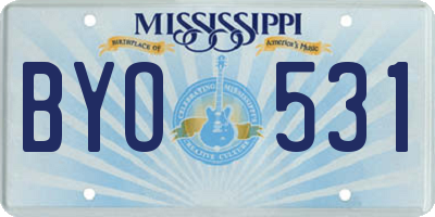 MS license plate BYO531