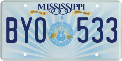 MS license plate BYO533