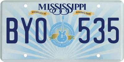 MS license plate BYO535
