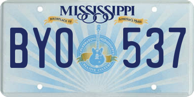 MS license plate BYO537
