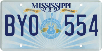 MS license plate BYO554
