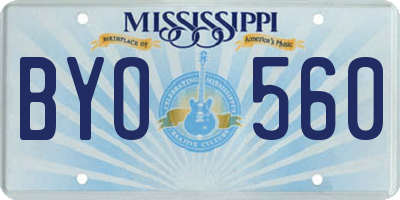 MS license plate BYO560