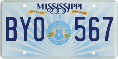 MS license plate BYO567
