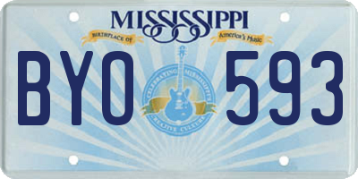 MS license plate BYO593