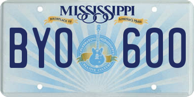 MS license plate BYO600