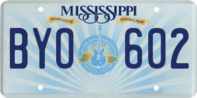 MS license plate BYO602