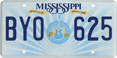 MS license plate BYO625