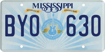 MS license plate BYO630