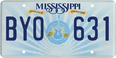 MS license plate BYO631
