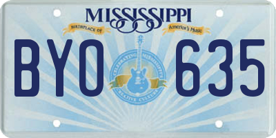 MS license plate BYO635