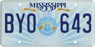 MS license plate BYO643